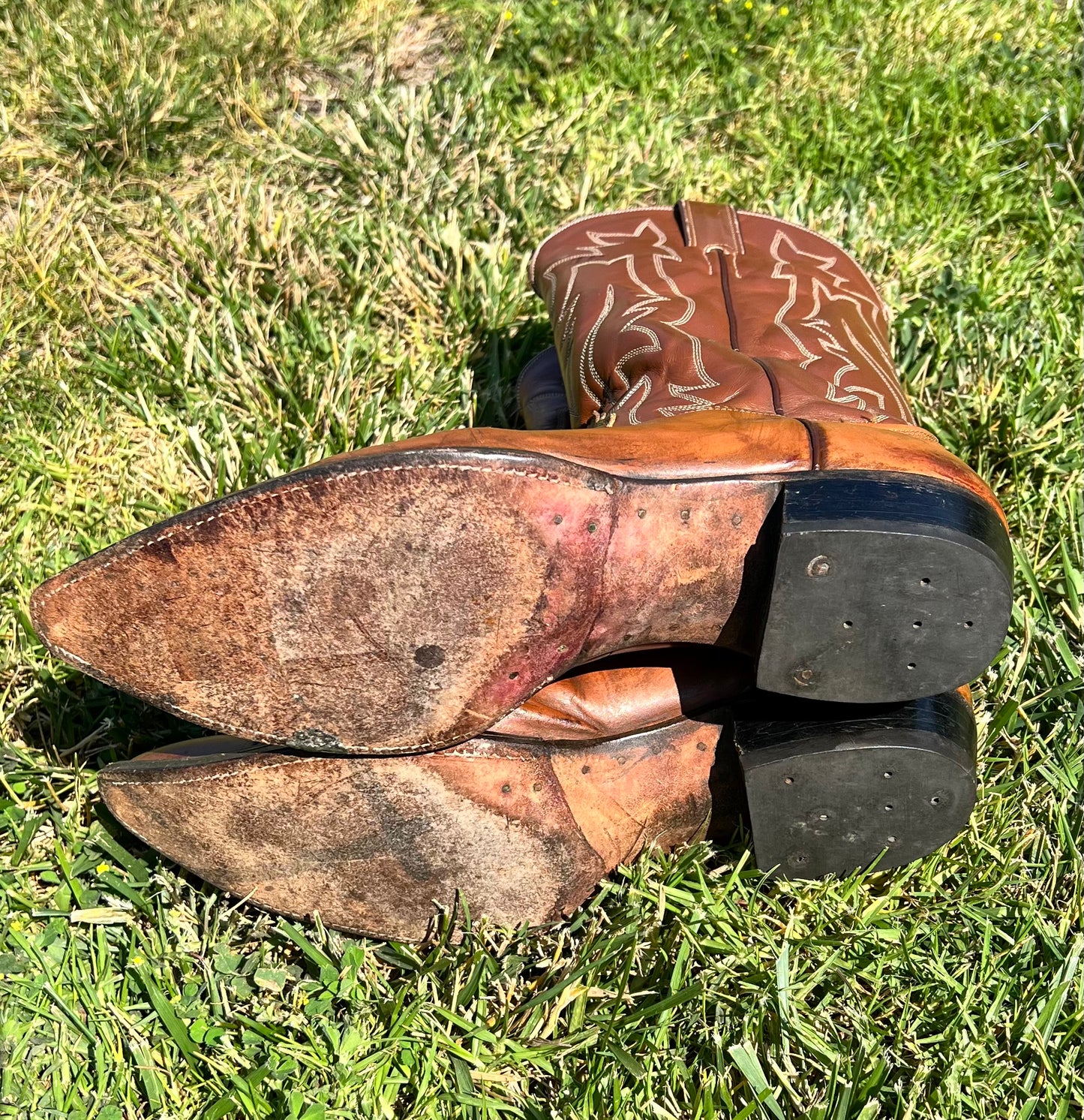 Vtg Caramel Justin Boots