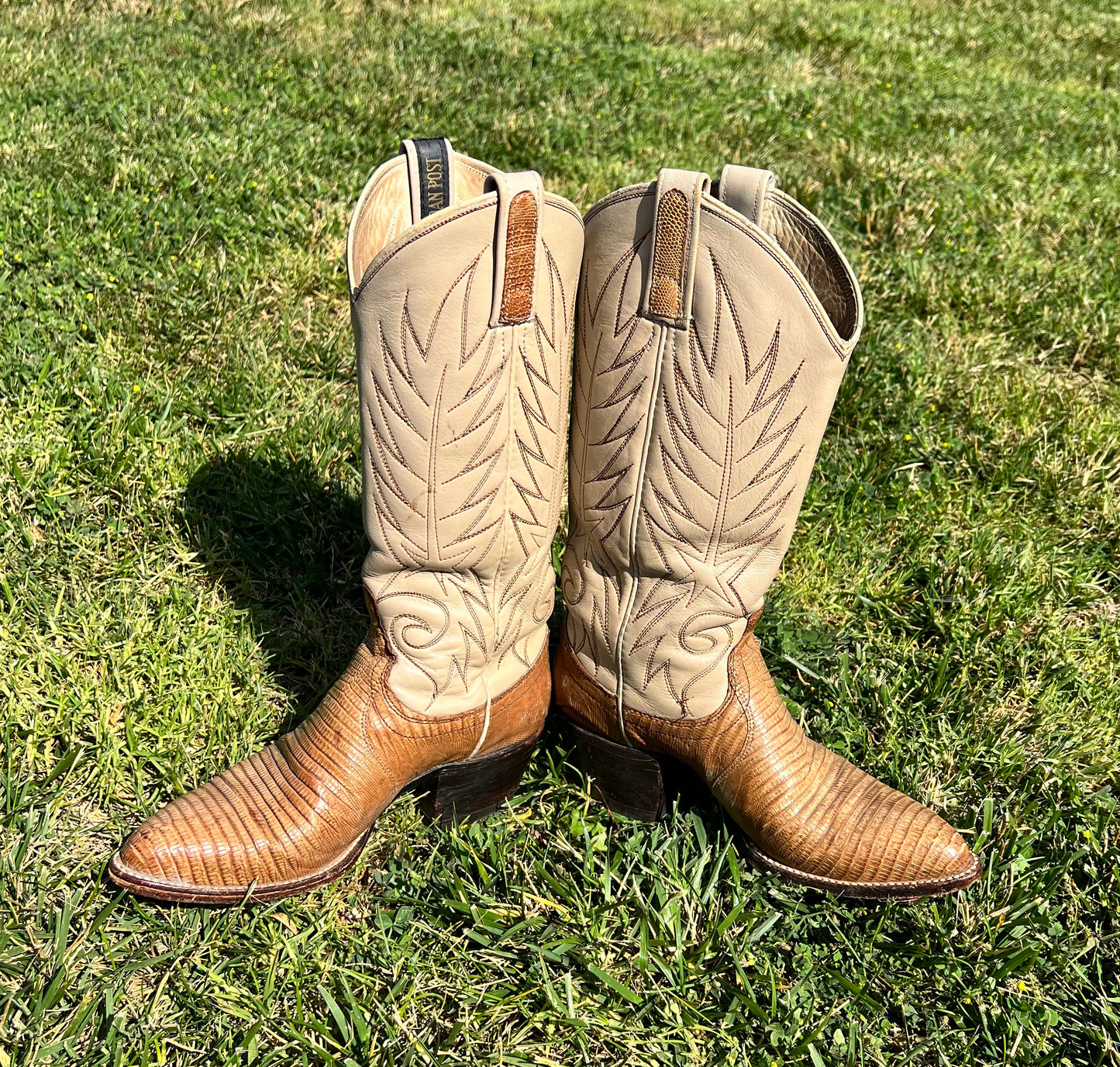 Vtg DAN POST Two-tone Lizard Boots
