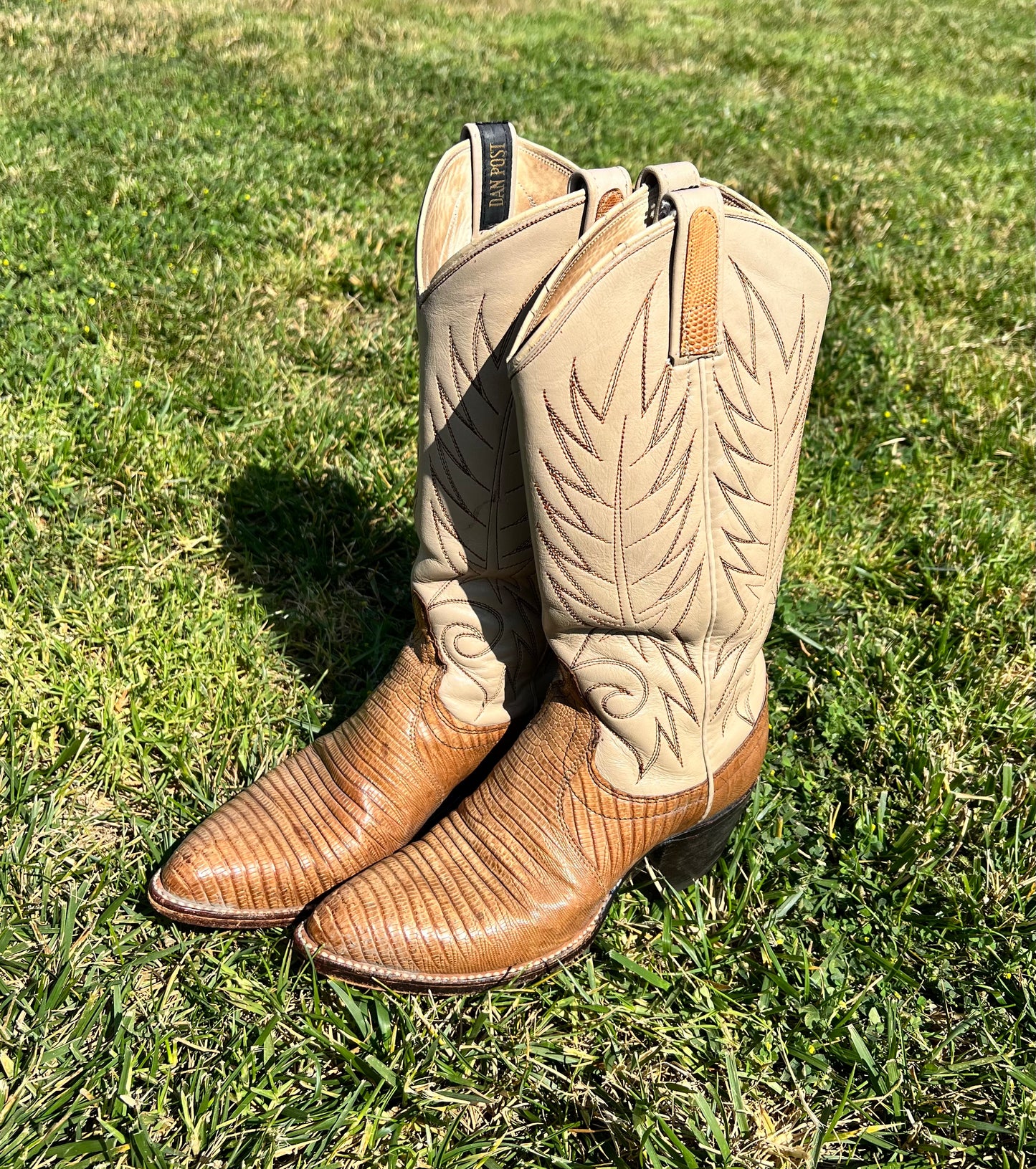 Vtg DAN POST Two-tone Lizard Boots