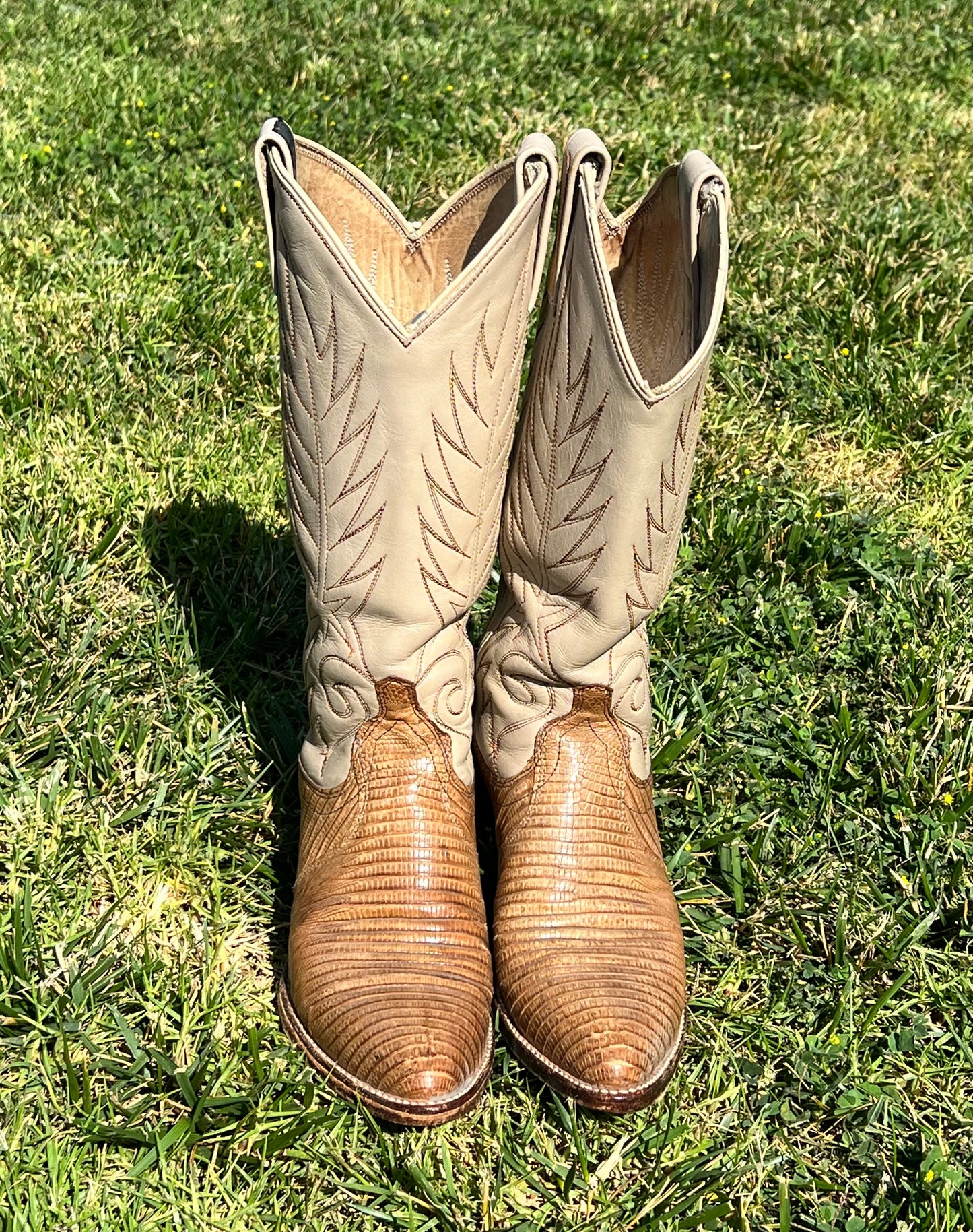 Vtg DAN POST Two-tone Lizard Boots