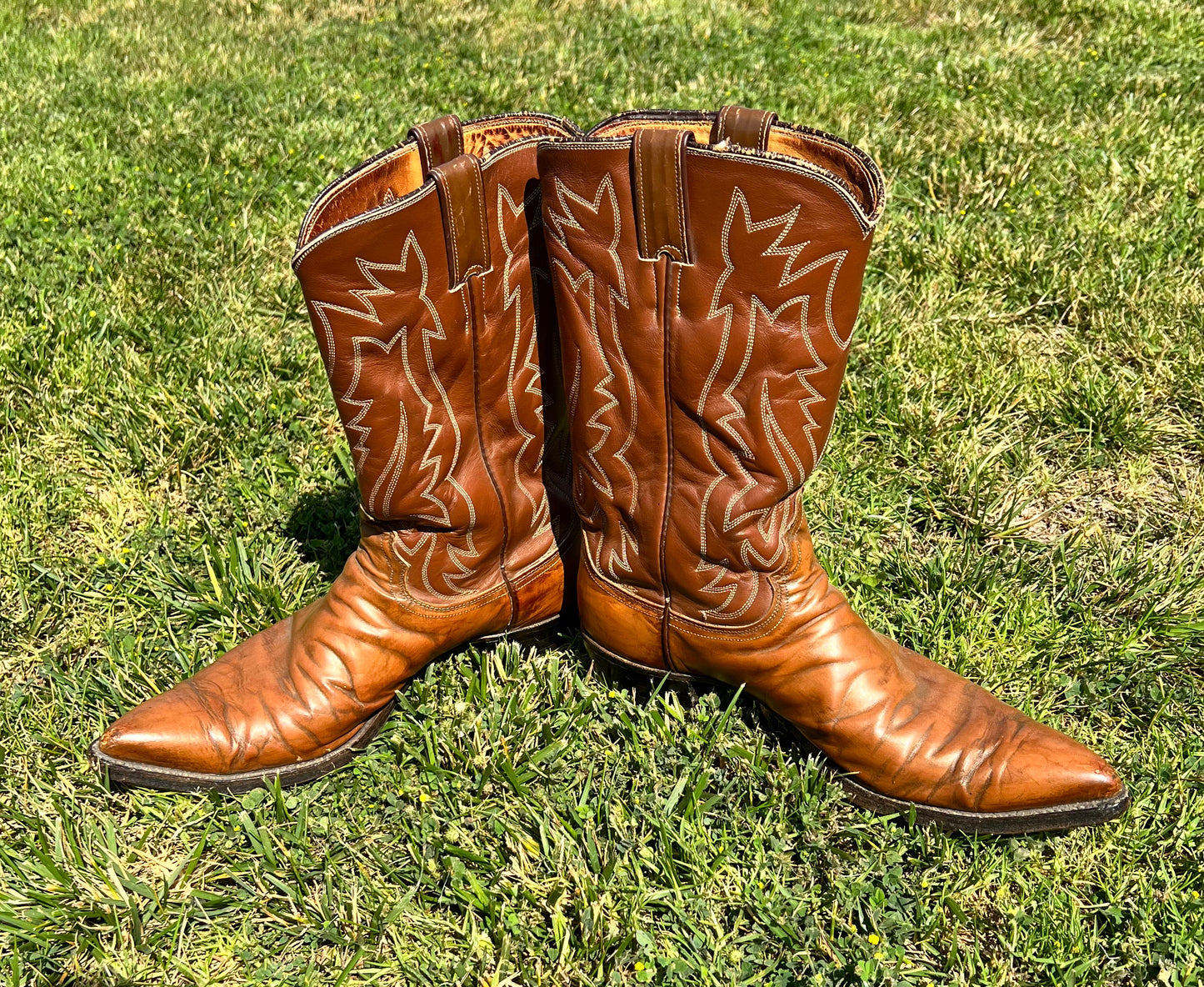 Vtg Caramel Justin Boots